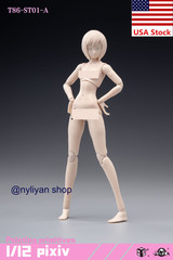 86TOYS T86-ST01-A 1/12 Female Small Breast Pale Skin Joint Flexible Figure Body