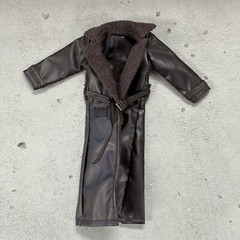 PB-LTC-WTC: 1/12 scale Dark Brown Faux Leather Trench Coat for 6″ Action Figures