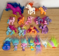 Vintage Hasbro My Little Pony & Trolls Toy 19x Figure LOT + Gi-Go Ponies mlp