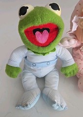 Vintage 1984 Muppet Babies Hasbro Pampers Plush Kermit Frog & Miss Piggy