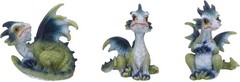 Nemesis Now Triple Trouble Dragon Figurines 15.5cm (Set of 3), Green/Purple, Lig