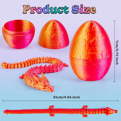 3D Printed Dragon Eggs Fidget Toys with Dragon, 4 Pack, Kids Adults, Fantasy