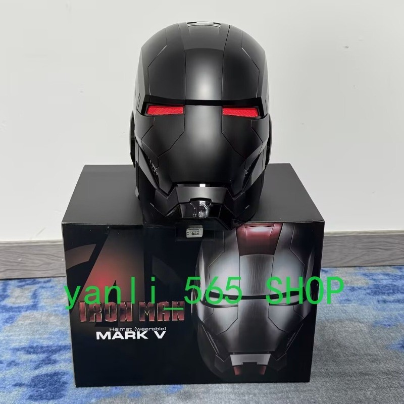 Full Black Iron Man 1:1 MK5 Jarvis Deformable Voice Control Wearable Helmet Mask