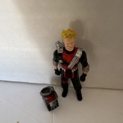Mini Male Action Figure Adjustable Black/Red/Silver Outfit w/ Backpack