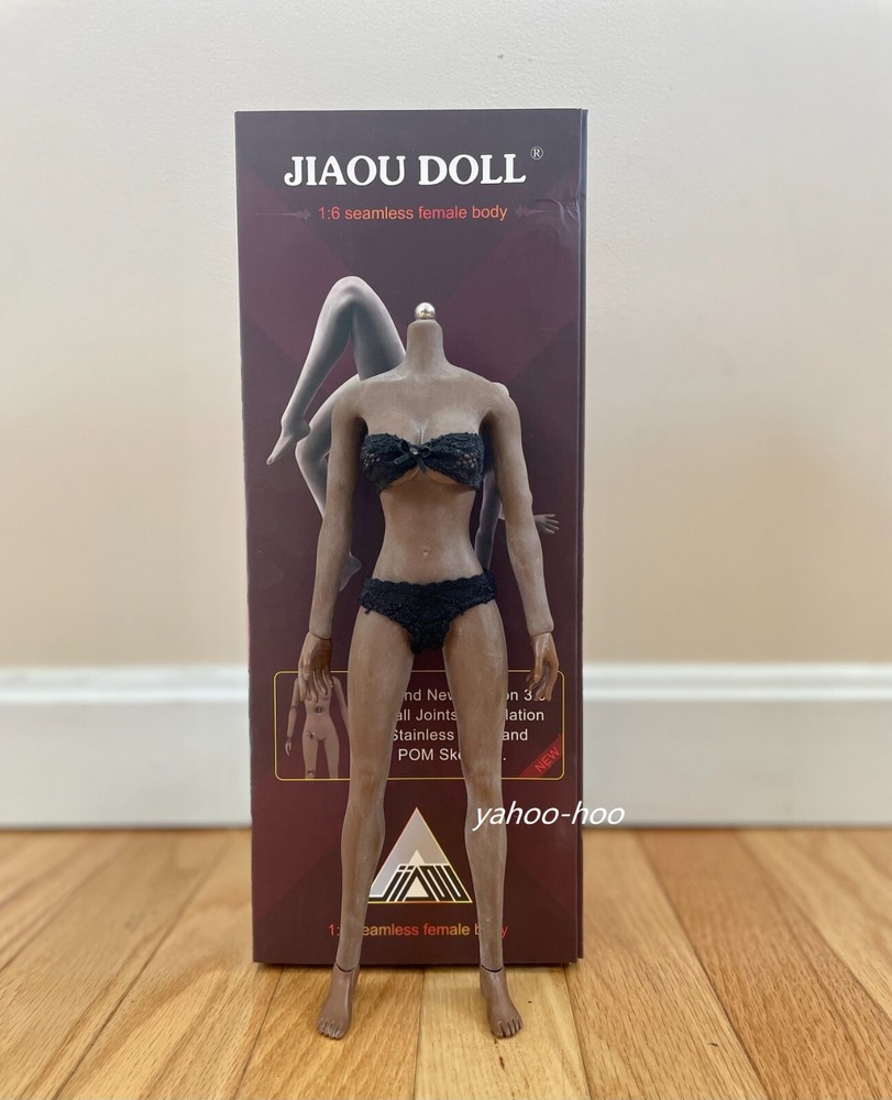 JIAOUDOLL 1/6 Super-Flexible Seamless Large Bust Body African Dark Skin Tone USA