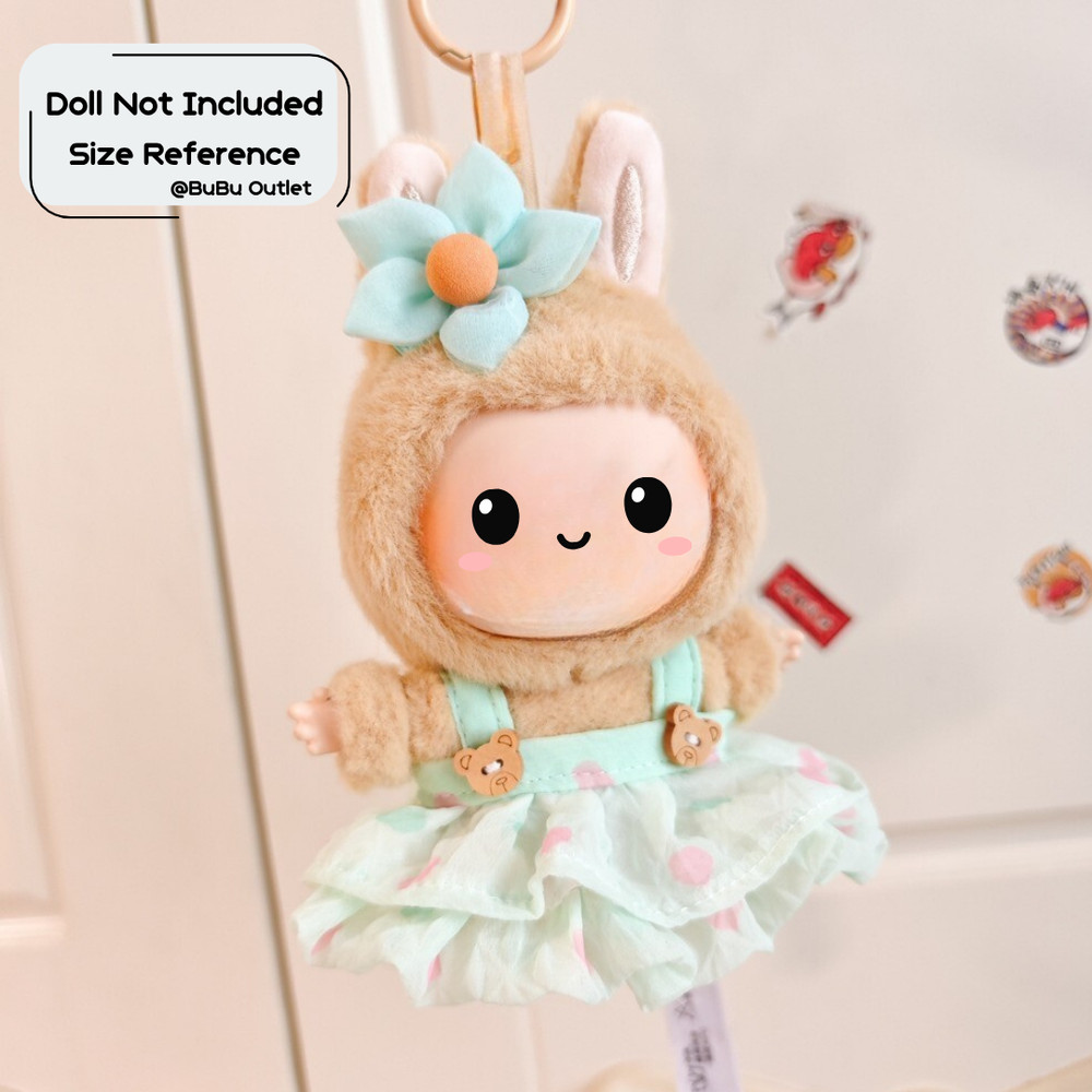 Handmade 15/17cm Doll Clothes Size Fits for Monster Plush Green Dress + Flower