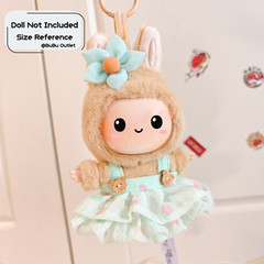 Handmade 15/17cm Doll Clothes Size Fits for Monster Plush Green Dress + Flower