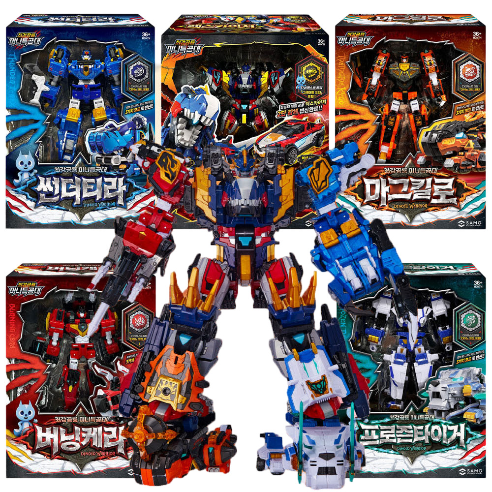 Miniforce Dinoid Rex Kaiser D6 Transforming Robot Toy Set – 5 Robots Combine