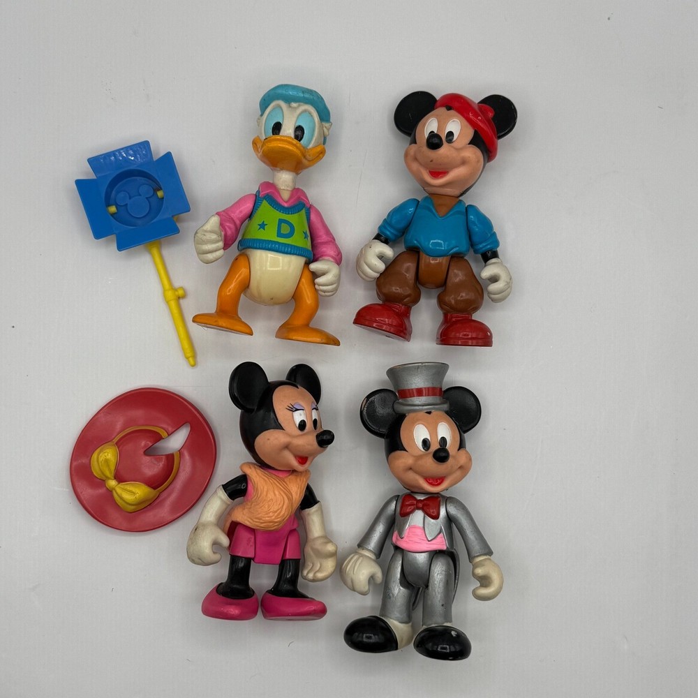 Arco Disney Action Figures Multicolor Mickey Minnie Donald Vintage Lot of 4