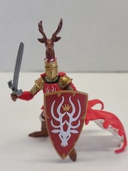 Papo Medieval Knight Action Figure Fantasy Cavalry Horse Stag Deer Red Gold