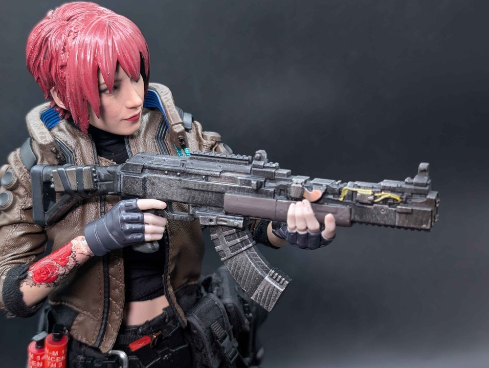 1/6 scale custom painted 3D print scifi AK style assault rifle