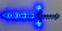 Minecraft Sounds & LED Light Up Pixel 8-Bit Toy Sword for Kids, Blue, 15 Inches