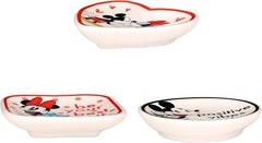 Disney Mickey and Minnie Multicoloured Ceramic Gift 3 piece Boxed Trinket Tray S