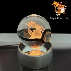 3D Pokémon Crystal Ball Night Light LED Lamp 50mm / 2″ Glass Statue