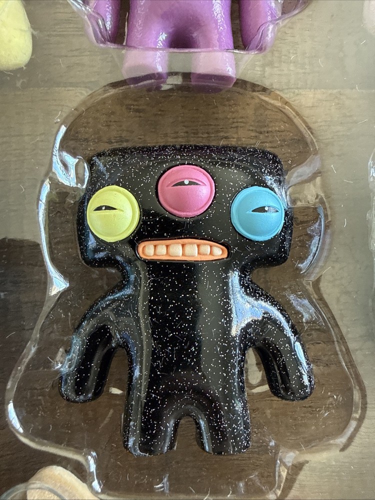 2025 Fuggler Figure Rare Annoyed Alien Black Galactic Glitter Silver Button 2.5”