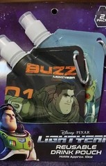 New 2 Pack Disney’s Pixar toy story BUZZ LIGHTYEAR Reusable Drink Pouch 10oz