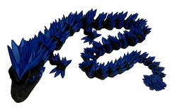 3D Printed Crystal Dragon -PLA- Black and Blue – 2 Ft Long – Articulated dragon