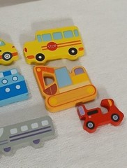 Wooden Pieces (11) Toddler Toys Yacht Truck Bus Car Plane Rocket Scooter Shapes