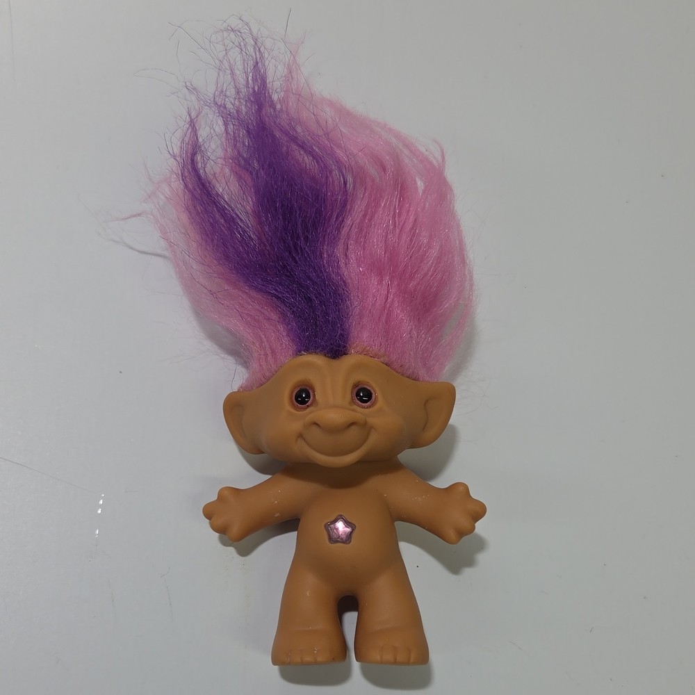Russ Troll Figurine Pink Purple Hair Gem Belly Fantasy Collection
