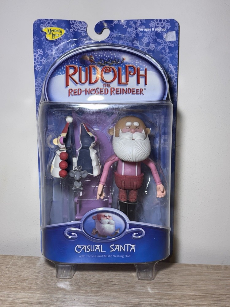 New 2003 Rudolph the Red Nosed Reindeer Casual Santa Action Figure & Accessories