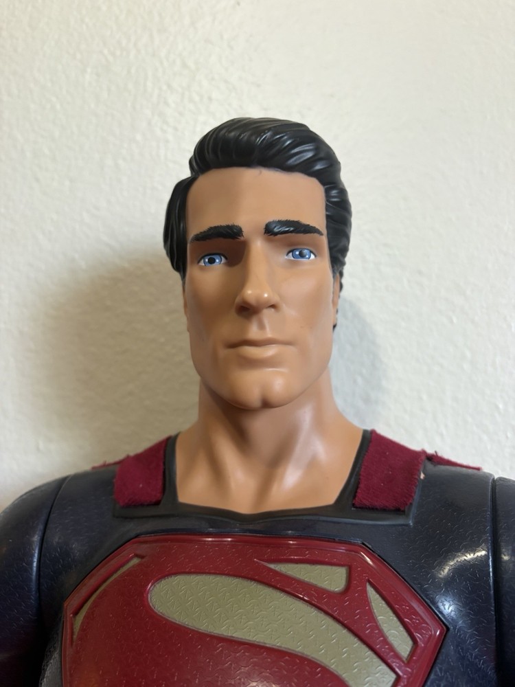 Superman Action Statue Figure w/ Fabric Cape, Blue Red Flesh Plastic