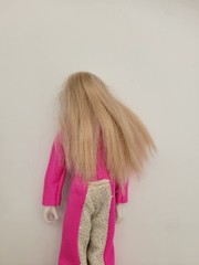 Vintage 1974 Ideal Derry Daring Stunt Figure Doll Pink Jumpsuit White Boots 7”