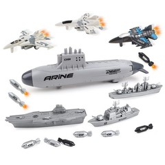 Aircraft Carrier Toy Military Submarine Naval Ship Play Set with Planes Army …