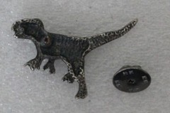 1980s TYRANNOSAURUS REX Lapel Pin 3 x 3.5 cm. (1.2″ x 1.4″) Metal – Unbranded