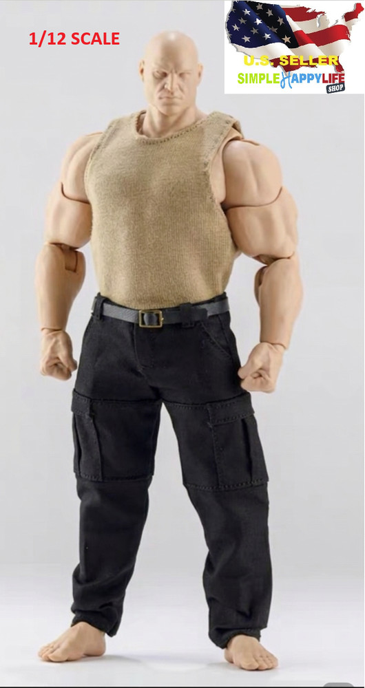 1/12 Black combat pants for 7″ strong figure McFarlane Bane Nota Mezco WWE ❶USA❶