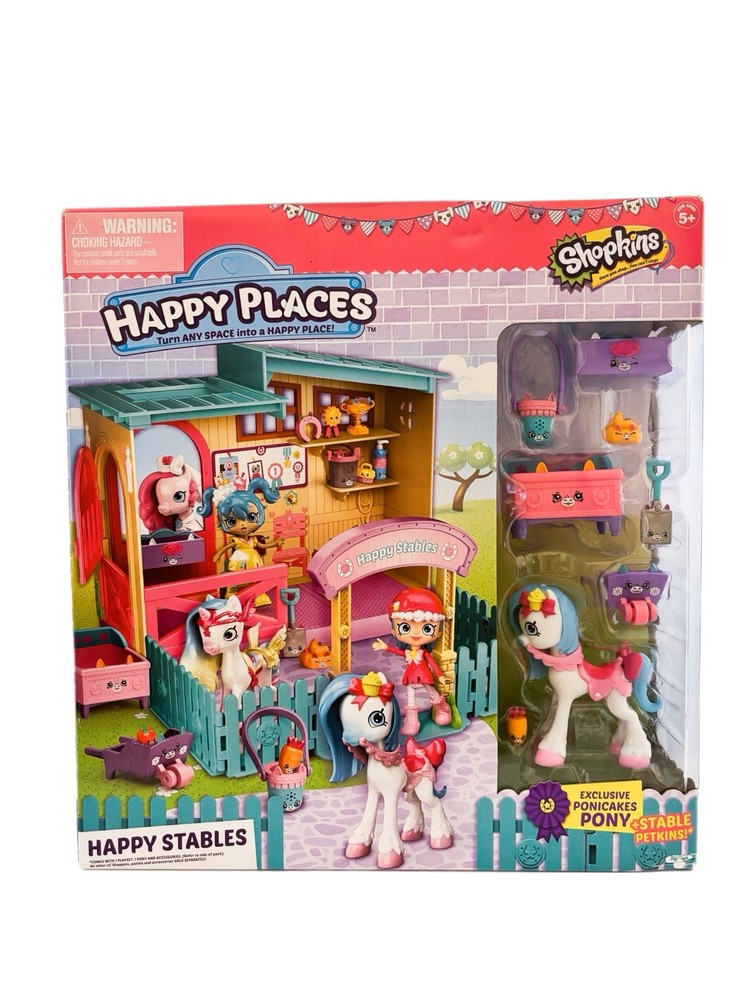 NEW Shopkins Happy Places Happy Stables Playset Ponicakes Pony Petkins