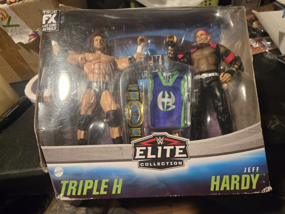 Mattel WWE Elite Collection Triple H vs Jeff Hardy 6″ Figures *Damage Box* New
