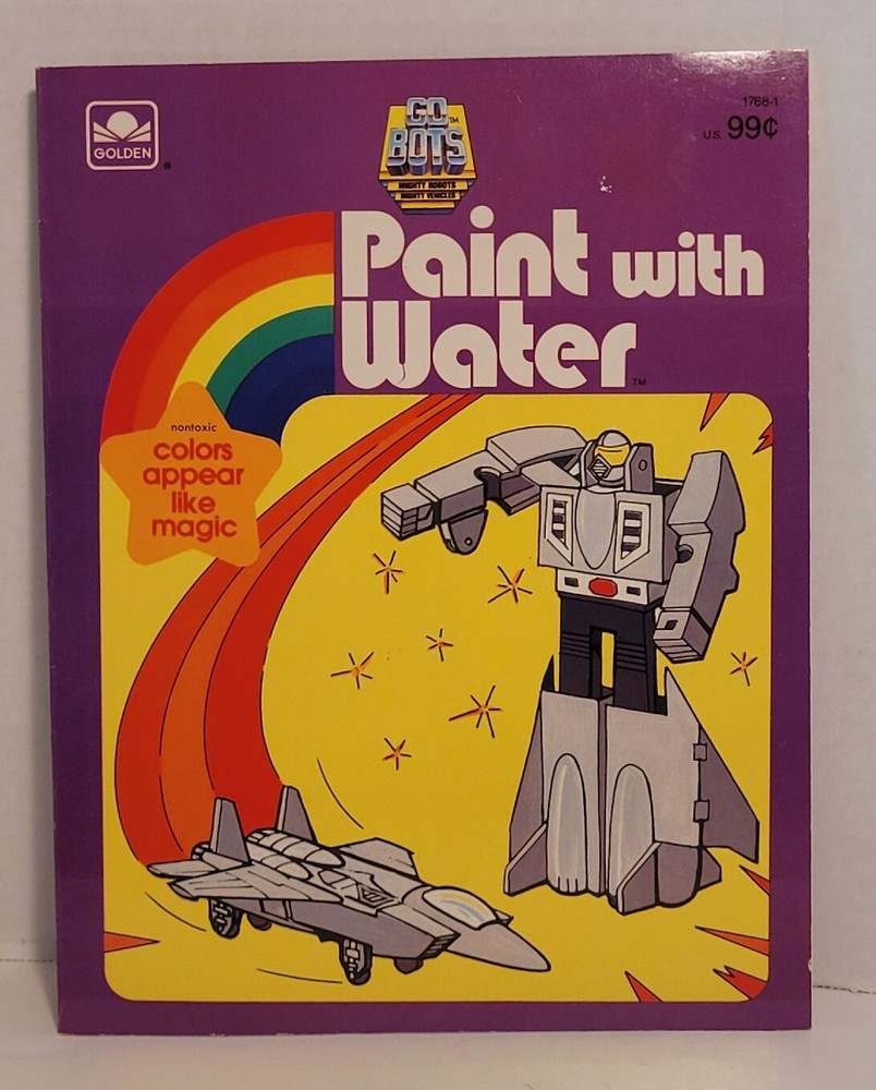 Vintage Go Bots Paint With Water Coloring Book Tonka 1985 NEW