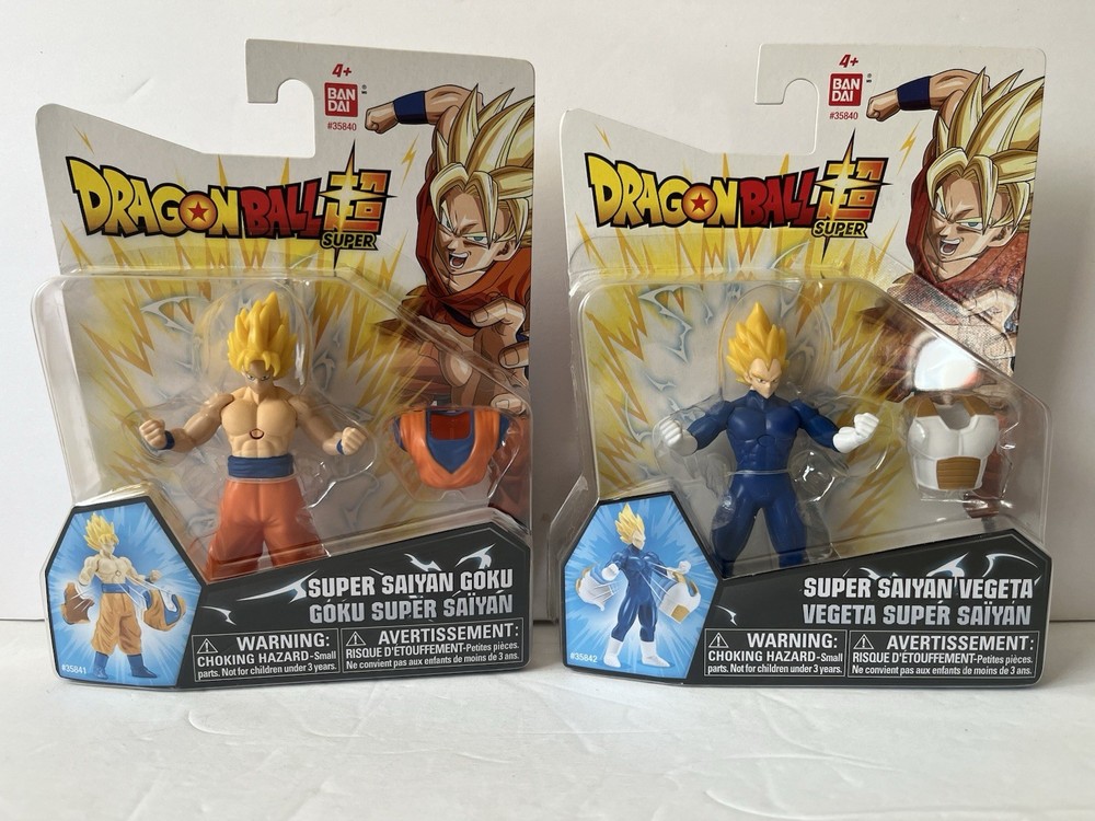 Lot Of 2 Dragonball Super 4”in Action Figures Super Saiyan Goku & Vegeta Bandai