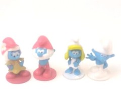 The Smurfs Figures Vintage Lot Of 4 PVC By Peyo 1.5 in. Tall