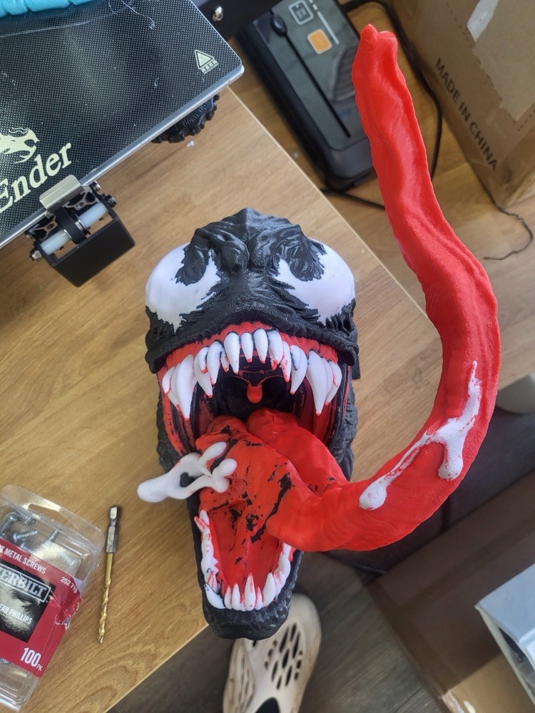 3D Printed Venom Bust Statue Marvel Symbiote Long Tongue Desk Decor Figure