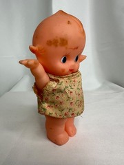 VINTAGE KEWPIE WITH DRESS COIN BANK DOLL SOFT VINYL TOY JAPAN SOFUBI