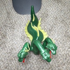 Green 3-Head Hydra Dragon Action Figure Toy, Plastic Fantasy Red/Yellow