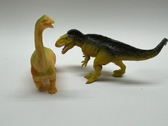 Lot of 8 Mixed Toy Plastic Rubber Dinosaurs. Tallest Around 4”.