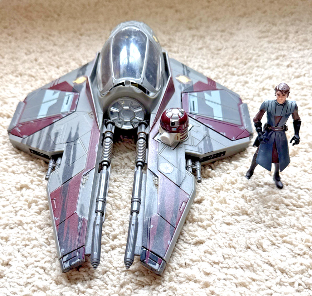 Star Wars 2004 Hasbro Jedi Spaceship Star Fighter w Anakin Skywalker Figure