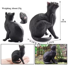 Black Cat Toy Action Figure Small Animal Figurine Doll Gift for Kids