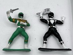 Vintage 1993 Mighty Morphin Power Rangers Black and Green PVC Bandai Figures