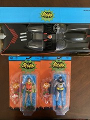 McFarlane DC Retro 66 Classic TV BATMAN LOT. Batmobile, Batman & Platinum Robin