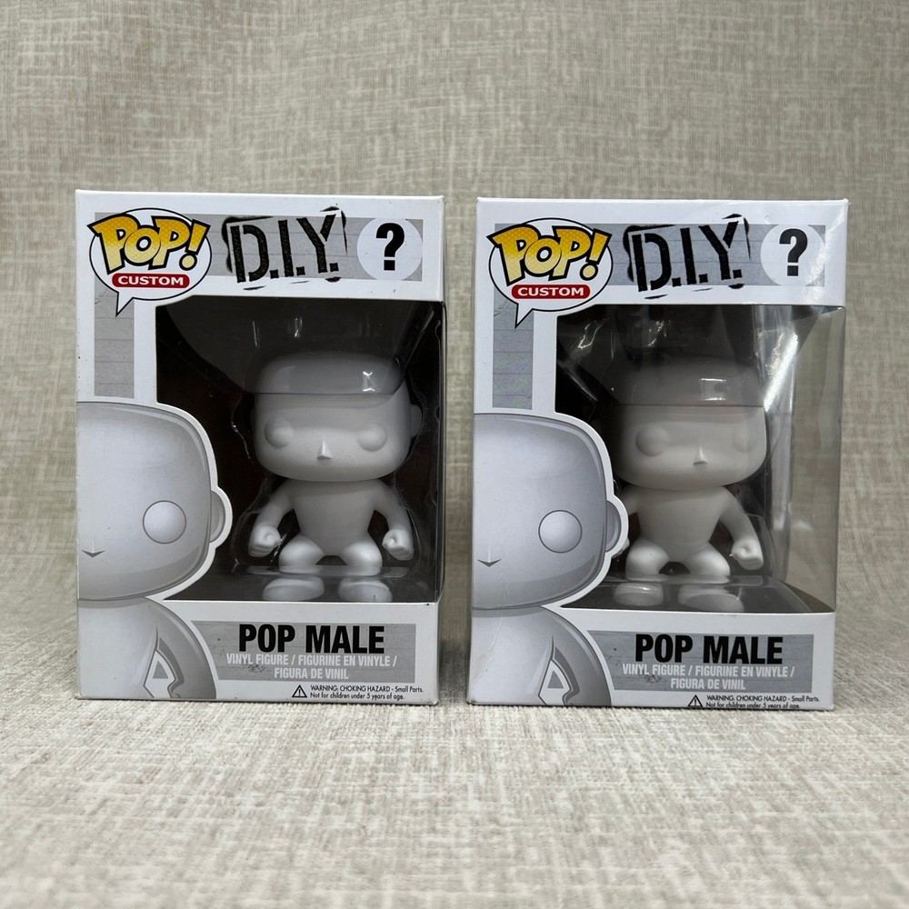 NEW Funko Pop DIY Custom Male Vinyl Figure Blank White Lot of 2