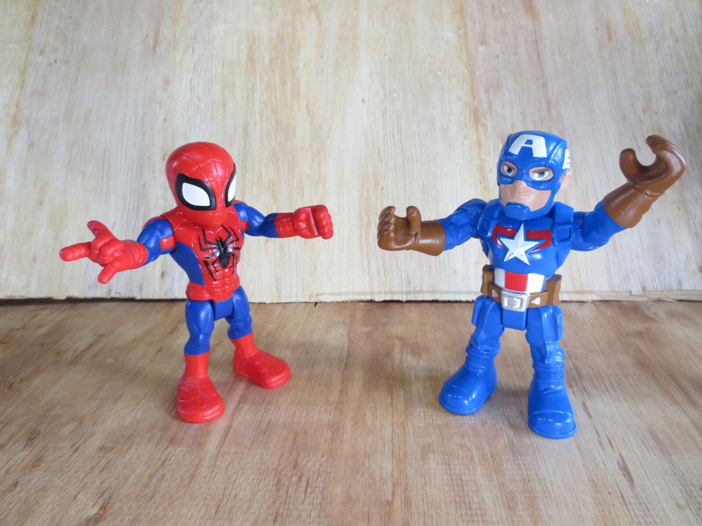 Lot of Spiderman Captain America Playskool Marvel Super Hero Adventures 5″ 2018