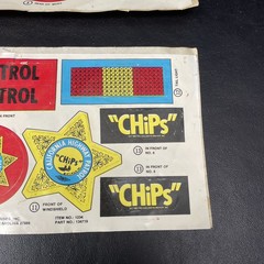 Vintage 1977 Empire Chips TV Show Childs Original Ride On Motorcycle Decal Sheet