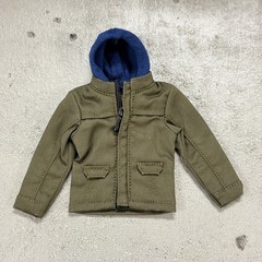 MO-HDJK-PBGN: 1/12 Olive Green Hoodie Zipper Jacket for 6″ Medium to Slim Figure