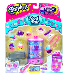 Shopkins Food Fair Cup Cake Collection 8 Pieces Plus Tray Tongs & Display New