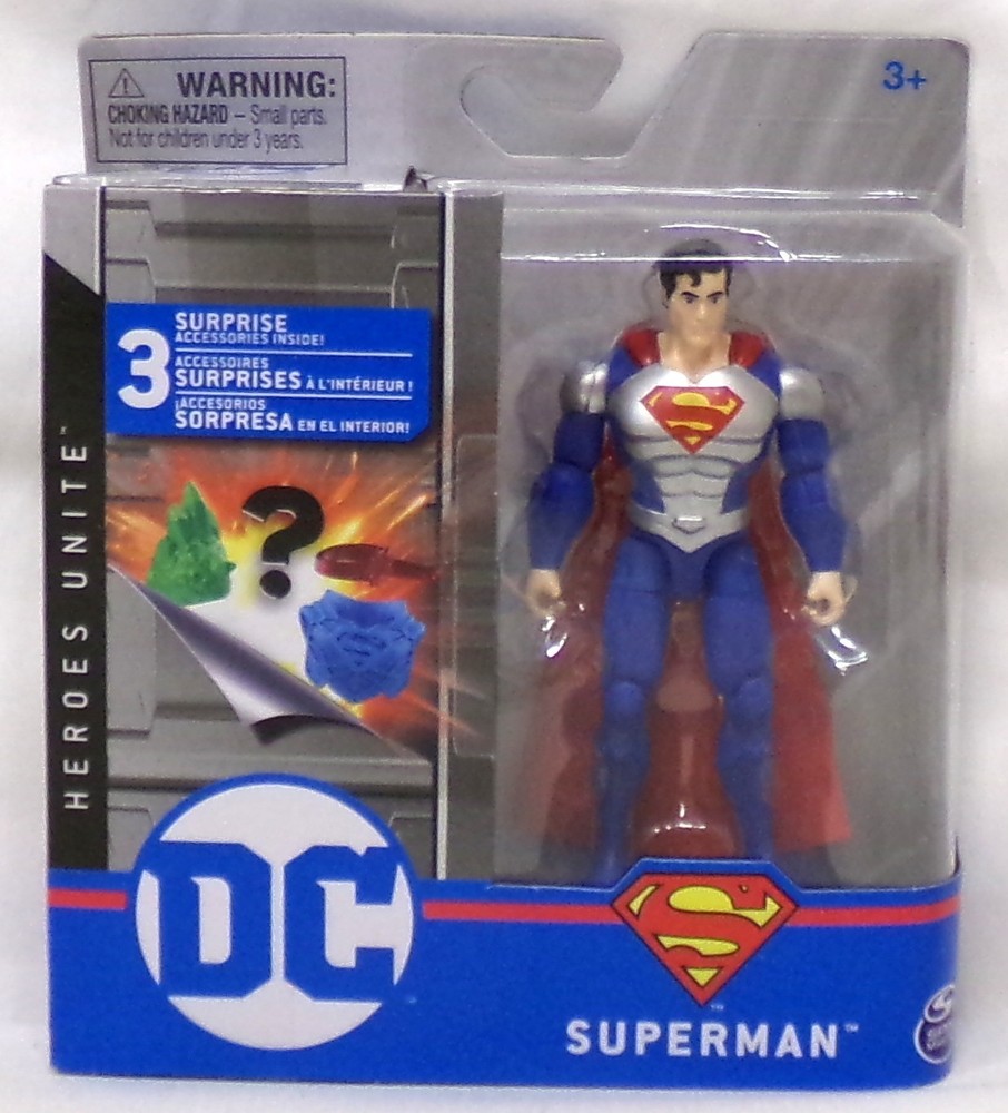 Spin Master DC Heroes Unite Superman Silver And Blue 2020 4″ Figure New Sealed