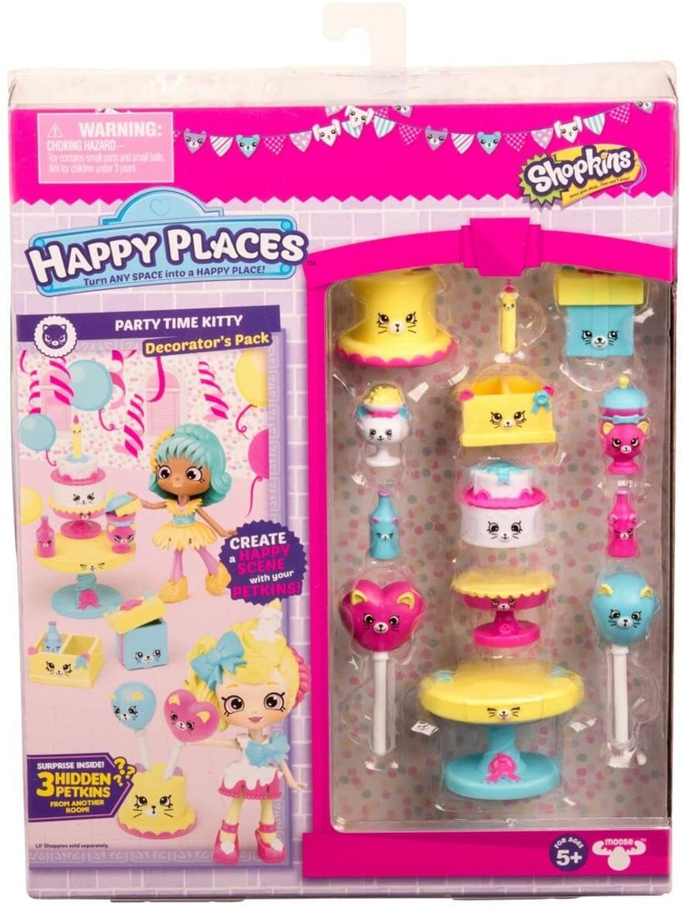 NIB Shopkins Happy Places Decorator’s Pack PARTY TIME KITTY Free Shipping