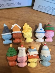 Mini Flocking Figures 5cm Cute Gift Decor Toys Kawaii Christmas Series 9 pcs set